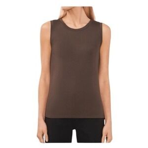 Halogen Back Keyhole Tank Top Grey Beluga Lightweight Knit Sleeveless Crewneck S